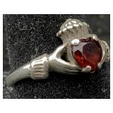 Kabana Sterling Silver Ring W/red Amethys Tw 3.3g