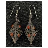 Sterling Silver Earrings W/stones, Tw 8.5g, Sz