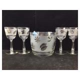 Libbey Silver Leaf glasses & bowl set