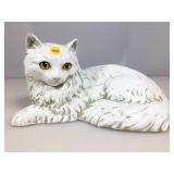 Vtg White Persian cat w/glass eyes statue or door