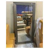 Wall hanging mirror in grey frame, approx 30x64in