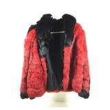 Polo Norte rabbit fur red & black short jacket,