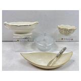 Lenox dish & bowl, glass lidded candy dish & more