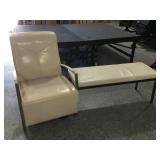 2 Tone Cream pleather armchair and bench, approx