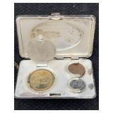 Antique German Coin Holder W/coins Purse, Sz 3x2in