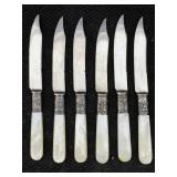 6 Sterling Knives W/mop Handle, Tw 125.9g