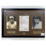 Babe Ruth framed picture with photocopy of sale