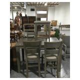 Solid wood grey dining table w/4 chairs and