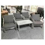 Metal patio set w/4 chairs and coffee table,