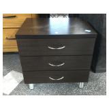 Brown Nighstand w/3 drawers, approx 20in long