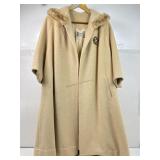 Burcal wool blend coat w/mink fur collar, sz