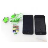 2 Apple iPods w/charger, both power on & assorted