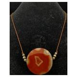 Sterling Silver Clasp Necklace W/stone, Sz 19in