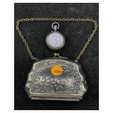 Vtg .935 Silver Lady Racine Pocket Watch W/vtg