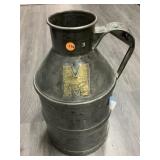 Metal milk canister, approx 8x16in