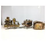 Vtg Copper finished metal stagecoach, airplane