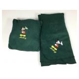 Mickey Mouse embroidered green blanket & pillow