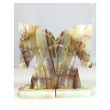 Vtg Onyx horse head bookend set