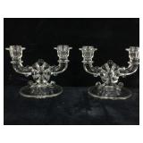 Lead crystal candle holder set