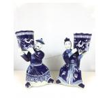 Pair of Chinese style blue & white porcelain