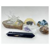 Amethyst & Obsidian Spears, Art Glass Dragon