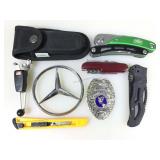 Vtg adjustable scriber, multi-tool knives,