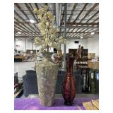 2 decorative vases one is metal and other