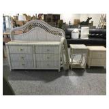 White wicker bedroom set w/Solid wood inside