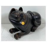 Vtg Carved mahogany cat w/secret stash