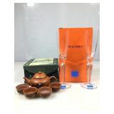 Chinese style clay tea set in decorative box &
