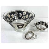 Signed G Reeves vintage glass chip & dip set,