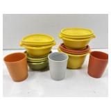 Tupperware small storage bowls & drinking cups,