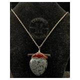 Sterling Necklace W/stone Pendant, Tw 6.7g, Sz