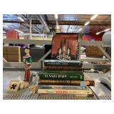 Books Some Vintage, Glass Egg, Pig Figures, and