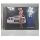 Vtg Poster Print with wood mount frame 36x24.