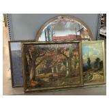 Wood dresser mirror, 36 in tall & assorted