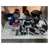 Medical walking boot, microphone, walkie talkies,