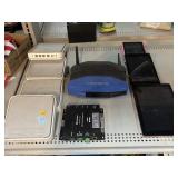 Apple electronics air ports, Linksys router,