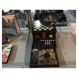 Multigame storage cabinet.