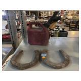 Vintage Horseshoes and Gas Can.