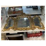 Decorative Tri Fold Mirror. Some Damage.Approx 40