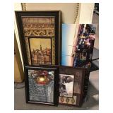 Assorted wall art. Largest is 40x16.