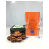 Chinese style clay tea set in decorative box &