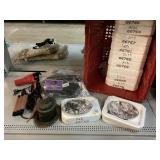 Century metal decor canister, hair tools, wolf