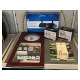 Linksys wifi router in box, shadow box display