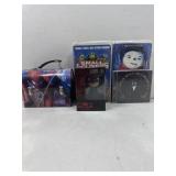 Spiderman tin box, Batman collectible figure and