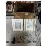 Wicker basket, wall decor & more