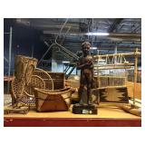 Vintage wood figure and tribal decor. 7pcs