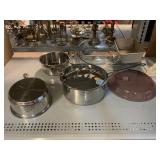Cuisinart stainless pots & Pyrex glass cookware &