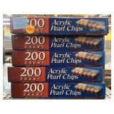 5 Boxes of NEW 200 Count Acrylic Pearl Chips.
